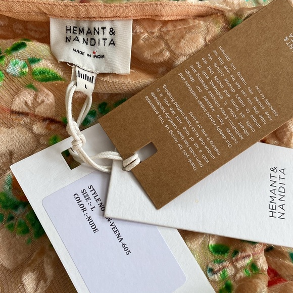 NWT HEMANT AND NANDITA Veena Dress in Nude Size Large One Shoulder Formal - Picture 14 of 14